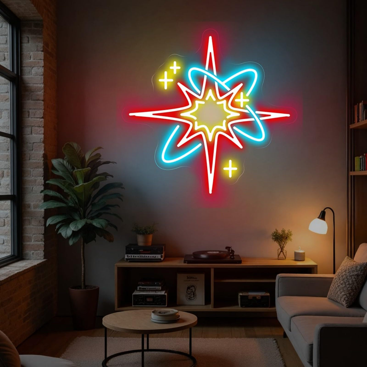 Red Starburst Neon Sign for Bedroom Music Room (Starburst-Red)
