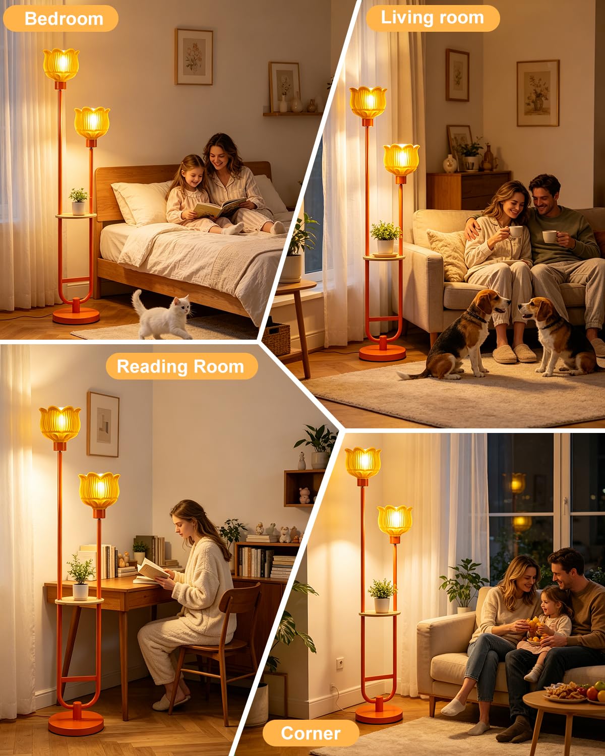 Glass Floor Lamp with Table 2 (Orange-2UQ)