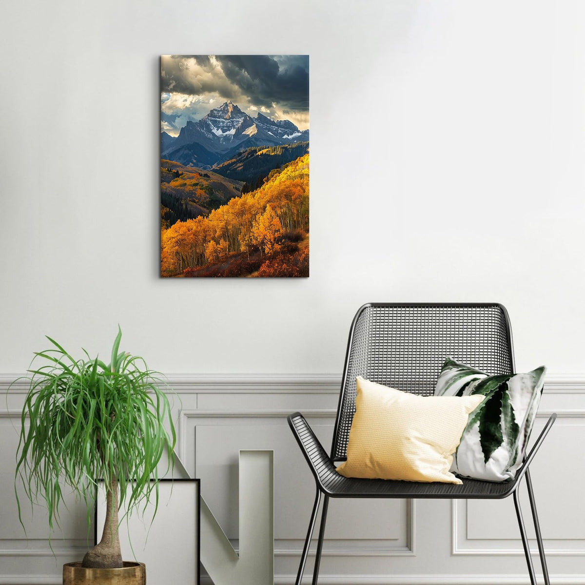 Mountain Wall Art National Park Pictures Bathroom Decor Autumn Forest Landscape Canvas Photo Orange Trees Scenery Painting Nature Artwork for Bedroom Living Room Home Decorations 16x24 (24"L x 16"W / Fall Forest)