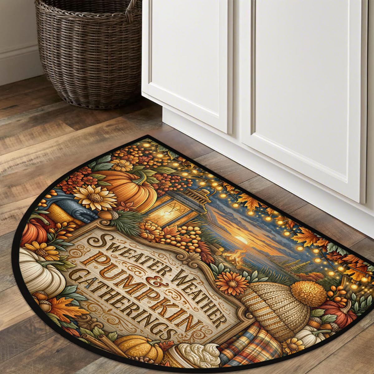 Autumn Half Round Door Mat Semi Circle Rug Half Moon Doormat (B:b-12)