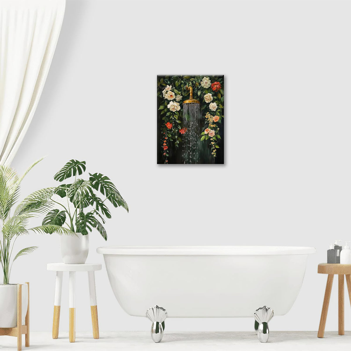 Floral Shower Wall Art (Shower Head / 12L" x 16W")