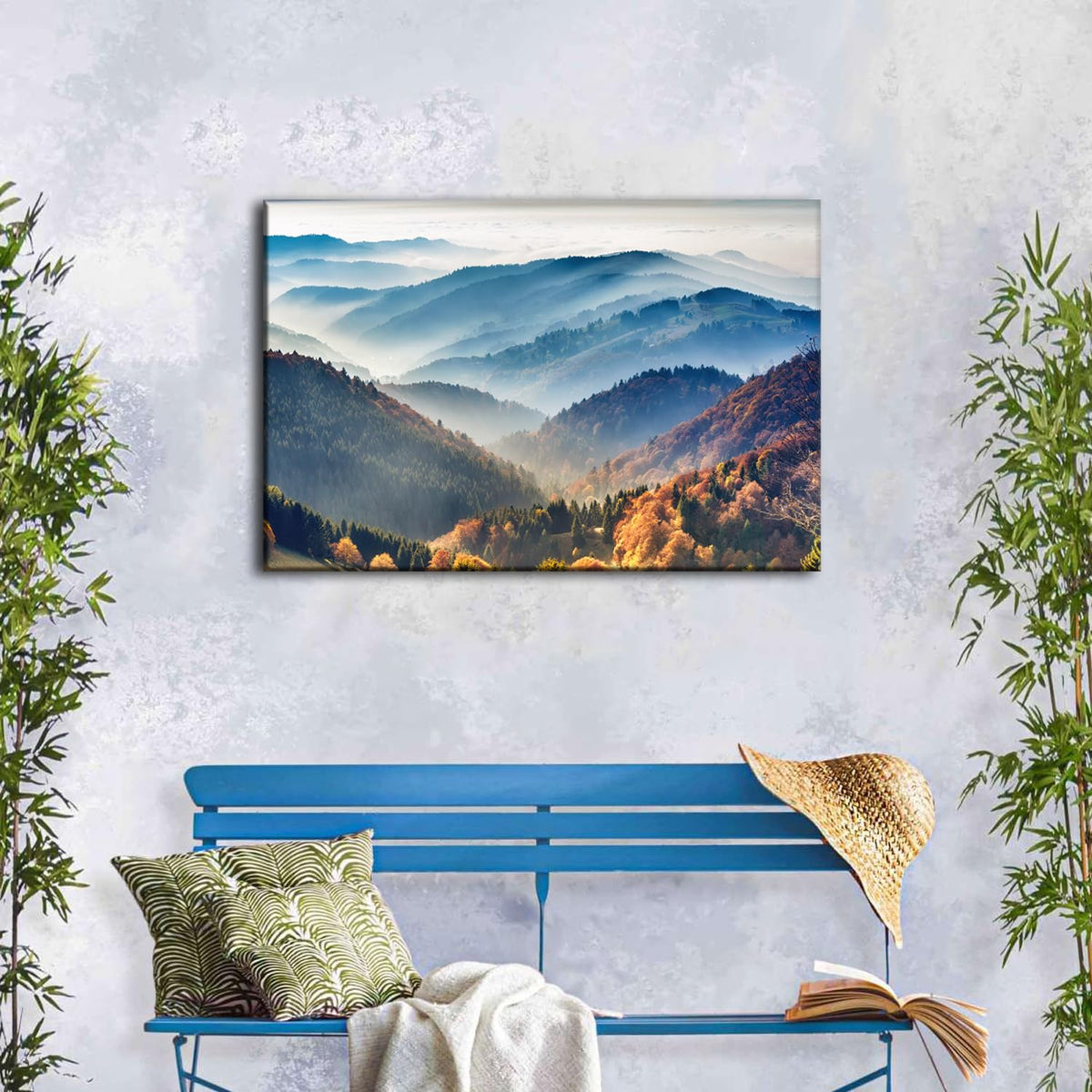 Misty Mountain Canvas Wall Art Nature Forest Landscape Wall Decor for Living Room American National Park Posters Bedroom Bathroom Artwork Scenery Pictures Painting Framed Prints Home Decoration 20x30 (30"L x 20"W / Great Smoky Mountain-1)