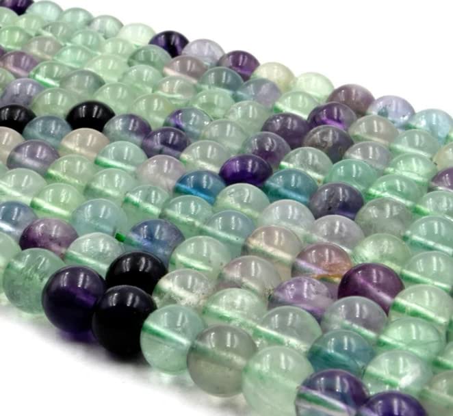 108 Pcs Rainbow Fluorite Beads for Jewelry Making 8 MM Fluorite Gemstones Loose Stone Beads (Rainbow Fluorite / 8MM, 108pcs)