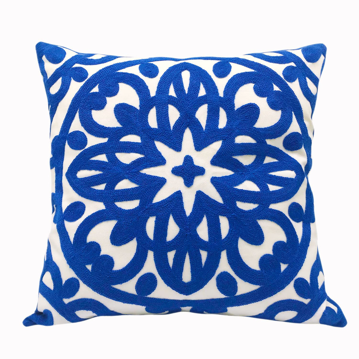 Embroidered Decorative Throw Pillow Cover 18"x 18" (Royal Blue / 18" x 18" (Pack of 1))