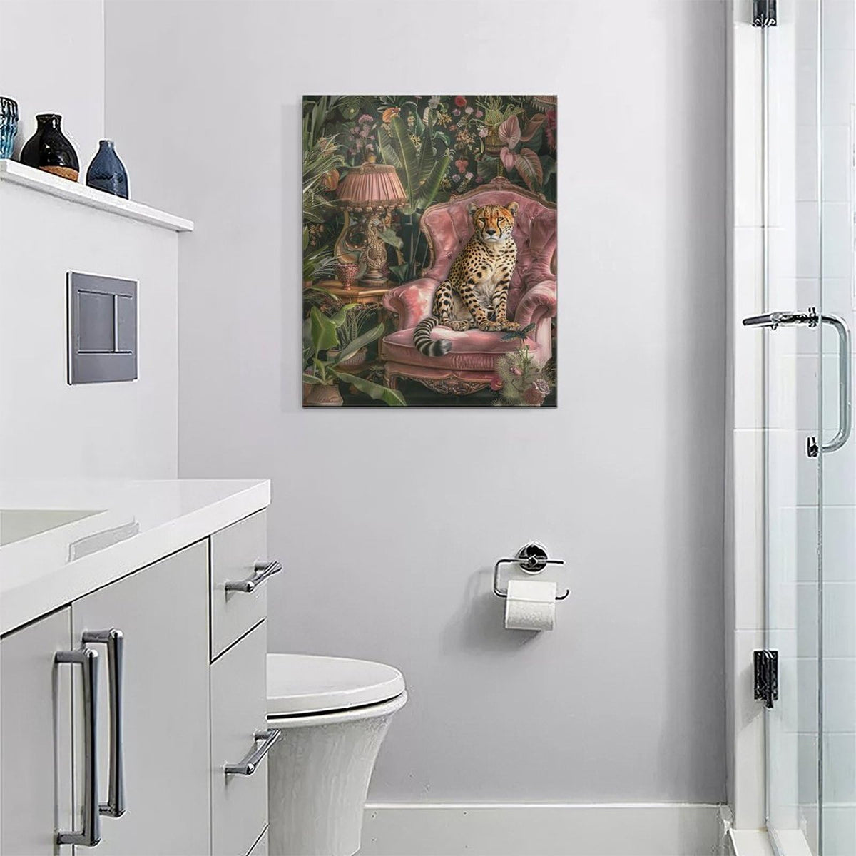 Leopard Wall Art Fashion Wildlife Pictures Canvas Wall Decor Leopard Painting Home Modern Artwork Decorations Framed for Living Room Bedroom Bathroom Office 16 x 20 inch (20"L x 16"W / Leopard)