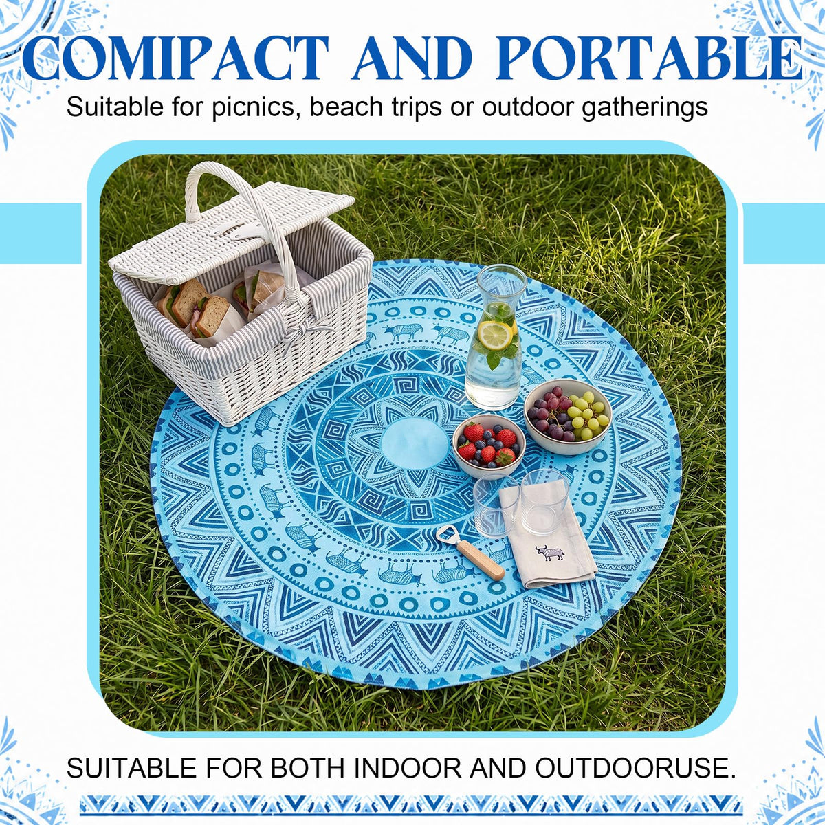 25.6x25.6 Inch Reusable Freezable Ice Mats for Buffet (Mandala / 25.6x25.6 Inch)