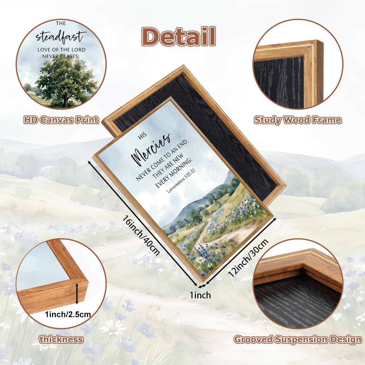 Christian Bible Verse Framed Canvas Wall Art Set Of 3 (Scripture B)