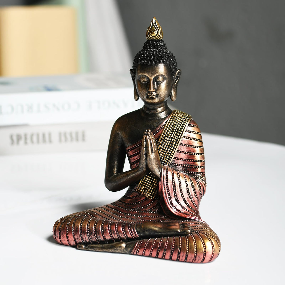 Buddha Statue for Meditation Decor (Antique Black and Gold)