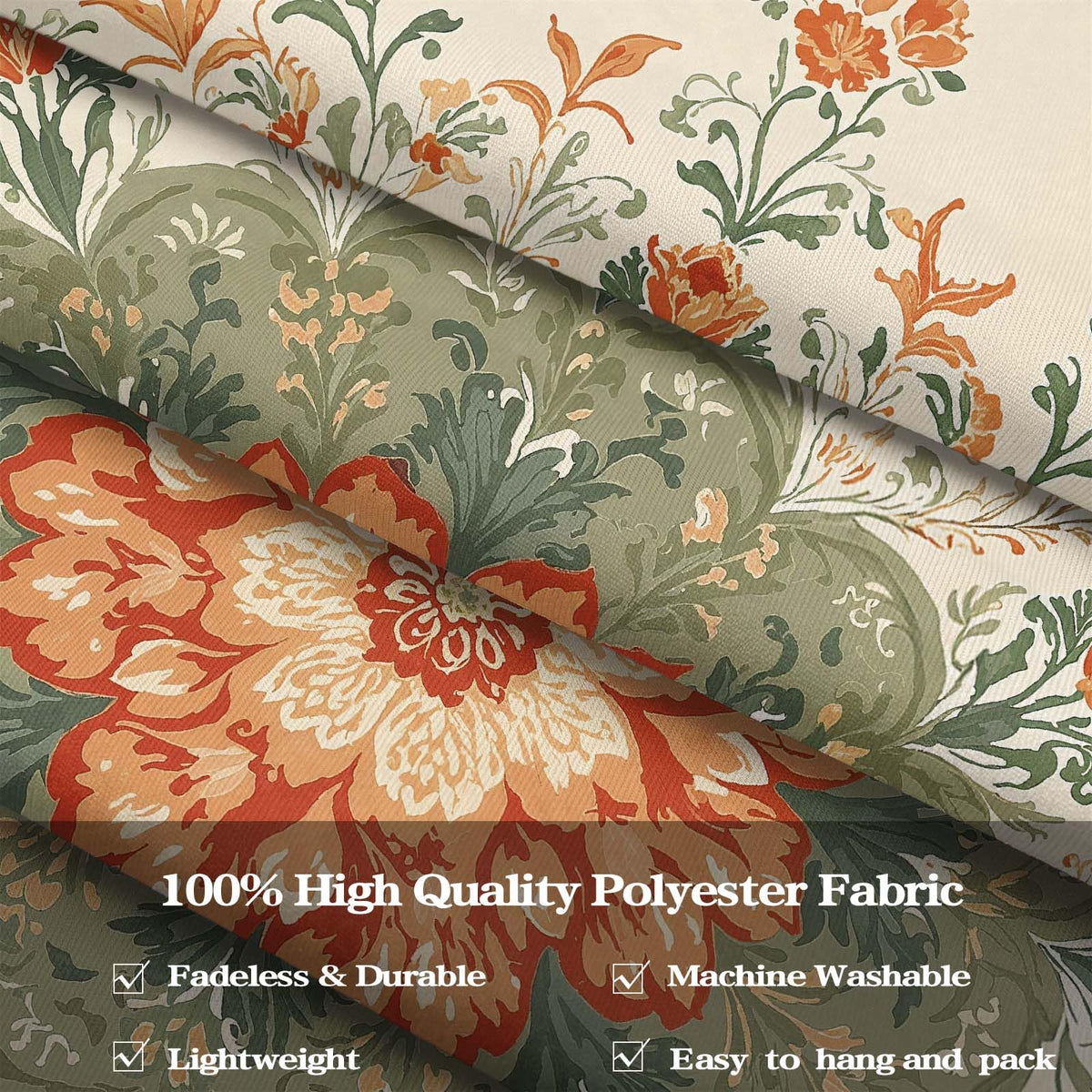 Mandala Floral Tapestry (60"L x 44"W / Ivory Orange)