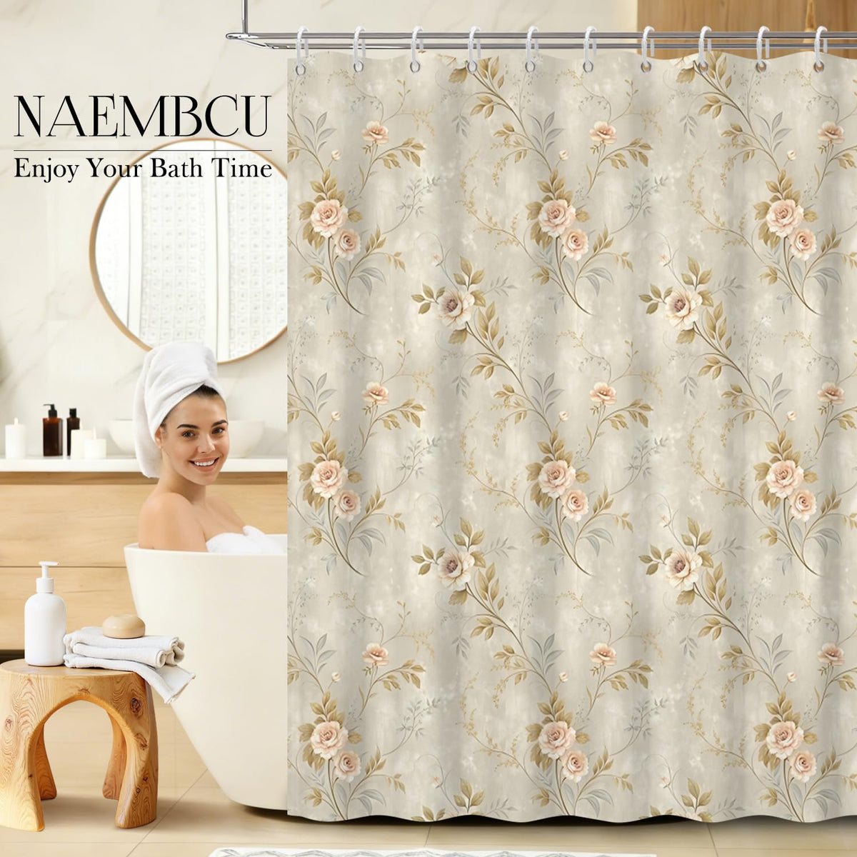 Vintage Floral Shower Curtain 71x74 Inch (Floral-d)