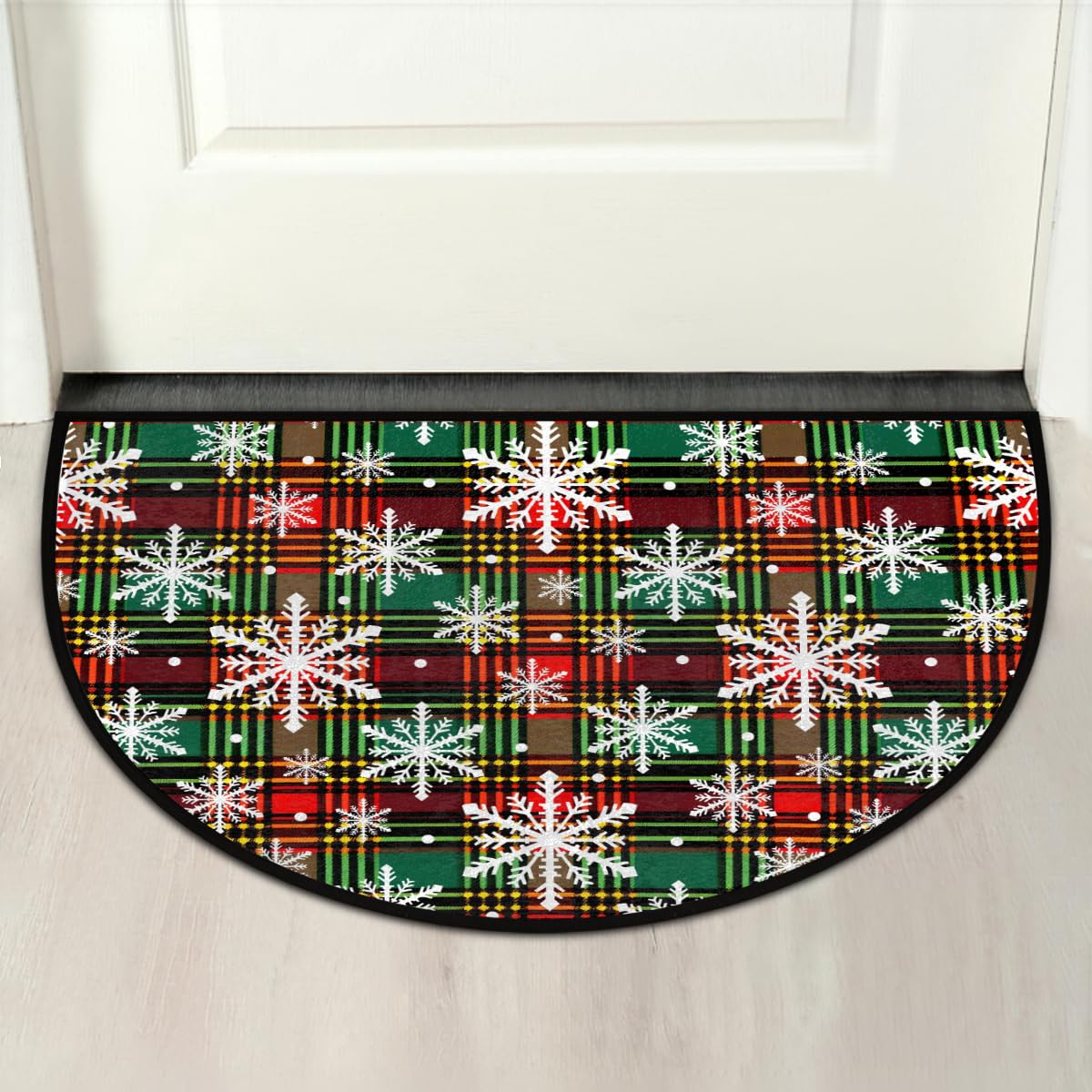 Christmas Half Round Doormat Non Slip Semi Circle Rug Outdoor Welcome Mat (Z-112)