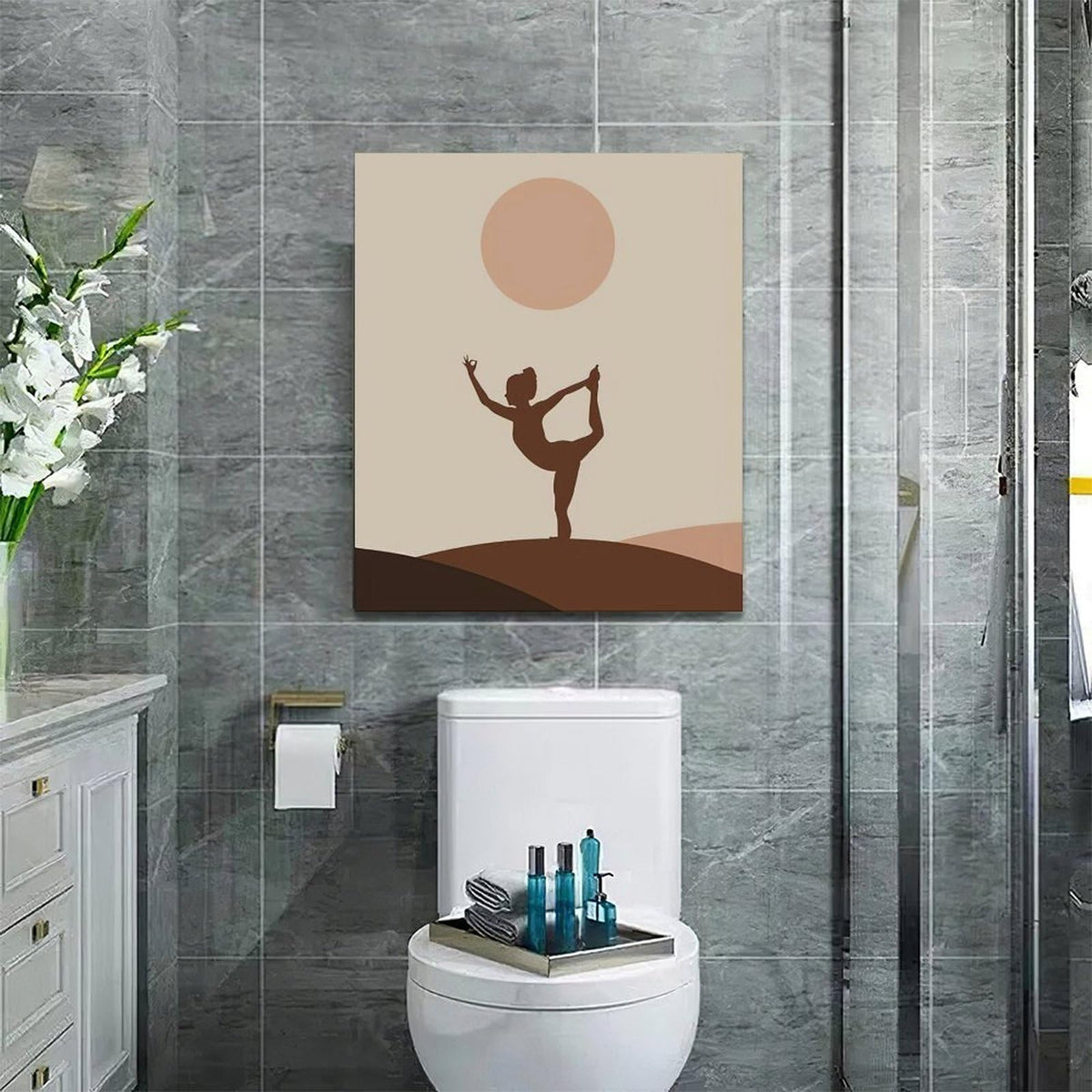 Boho Yoga Wall Art Spiritual Zen Pictures Canvas Wall Decor Yoga Meditation Peaceful Painting Home Modern Artwork Decorations Framed for Bathroom Bedroom Living Room Office 20 x 24 inch (24L" x 20W" / Yoga)