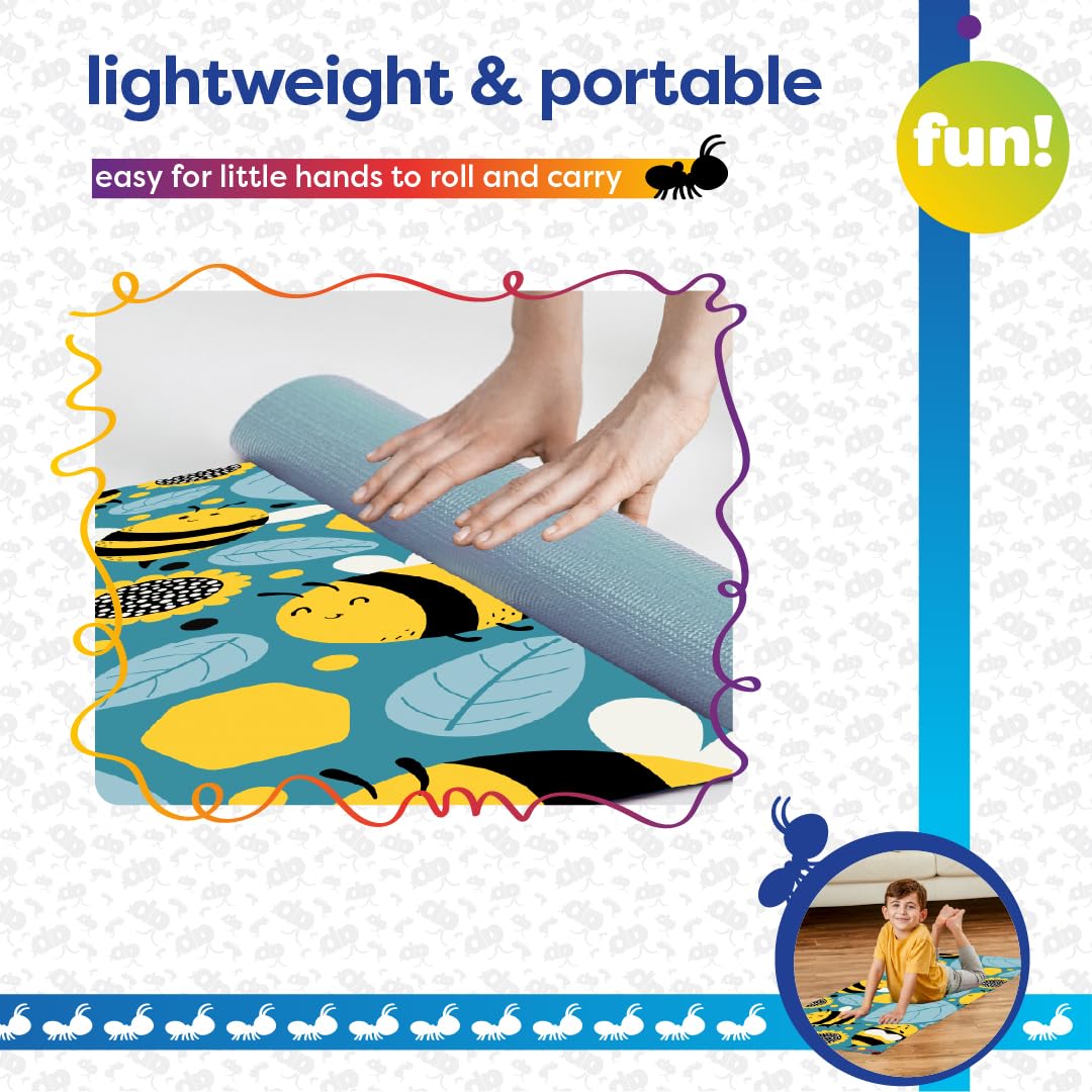 Kids Yoga Mat (Yellow Bumble Bees)