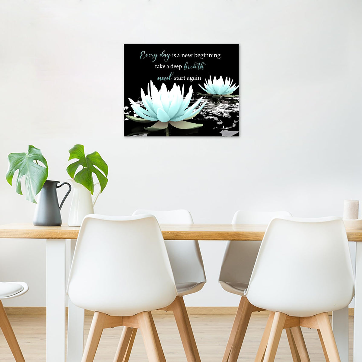 Teal Zen Floral Wall Art (Teal / 16"L x 20"W)