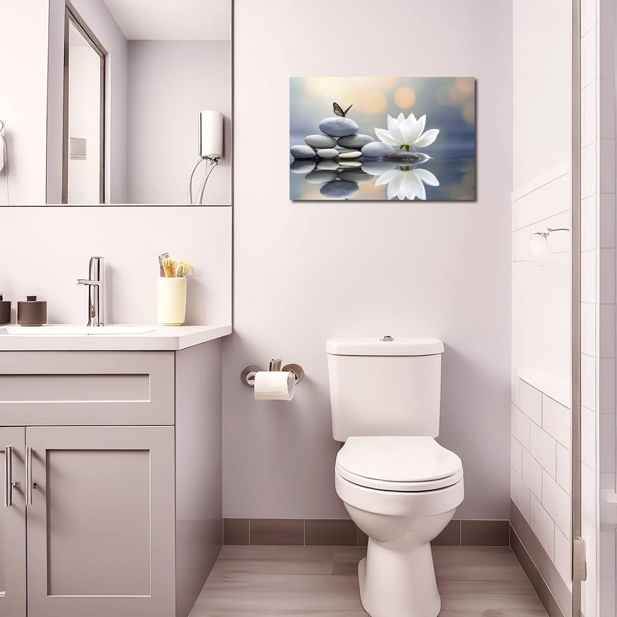 Lotus Zen Canvas Print Wall Art Modern Artwork Wall Decor (16"L x 24"W / ZEN-1)
