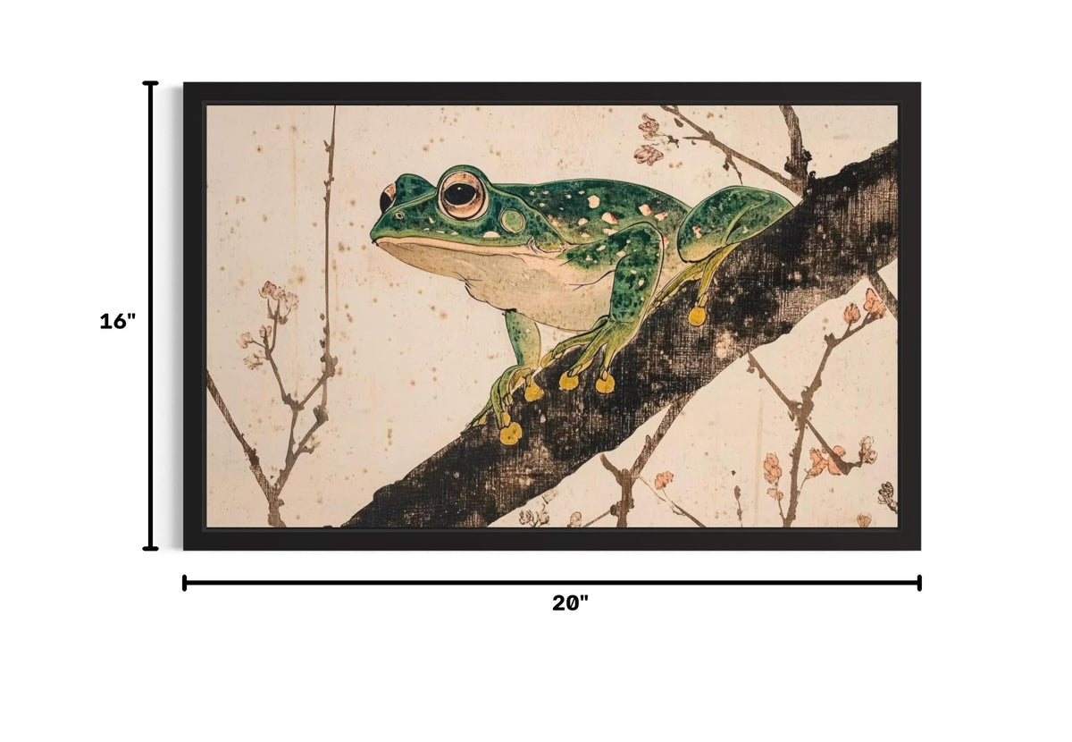 Green Frog Framed Wall Art Print Poster (Green Frog / 20"L x 16"W)