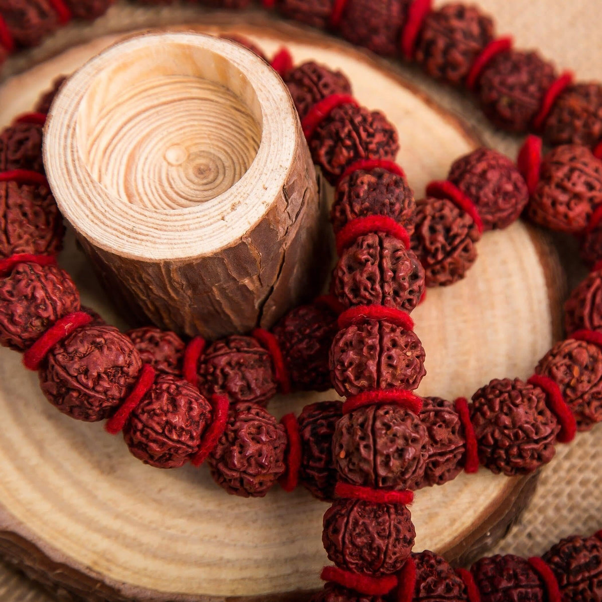 Certified 5 Face Panchmukhi Rudraksha Kantha Mala with Gaumukhi Japa Bag (54 Beads / 18-20mm bead)