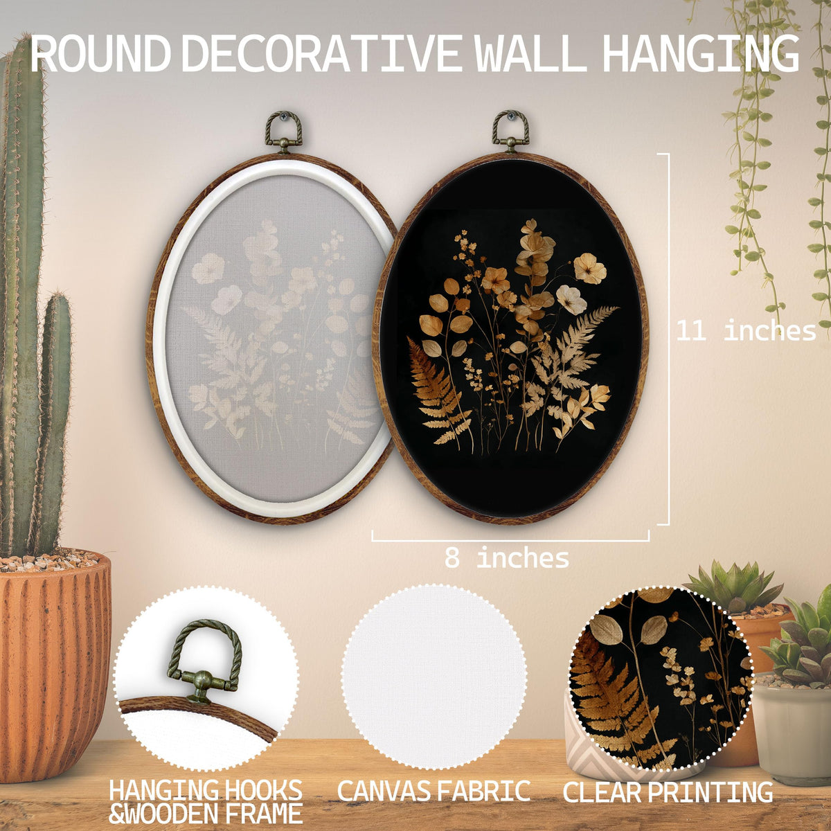 Moody Floral Botanical Oval Wall Art Decor (flower-3)