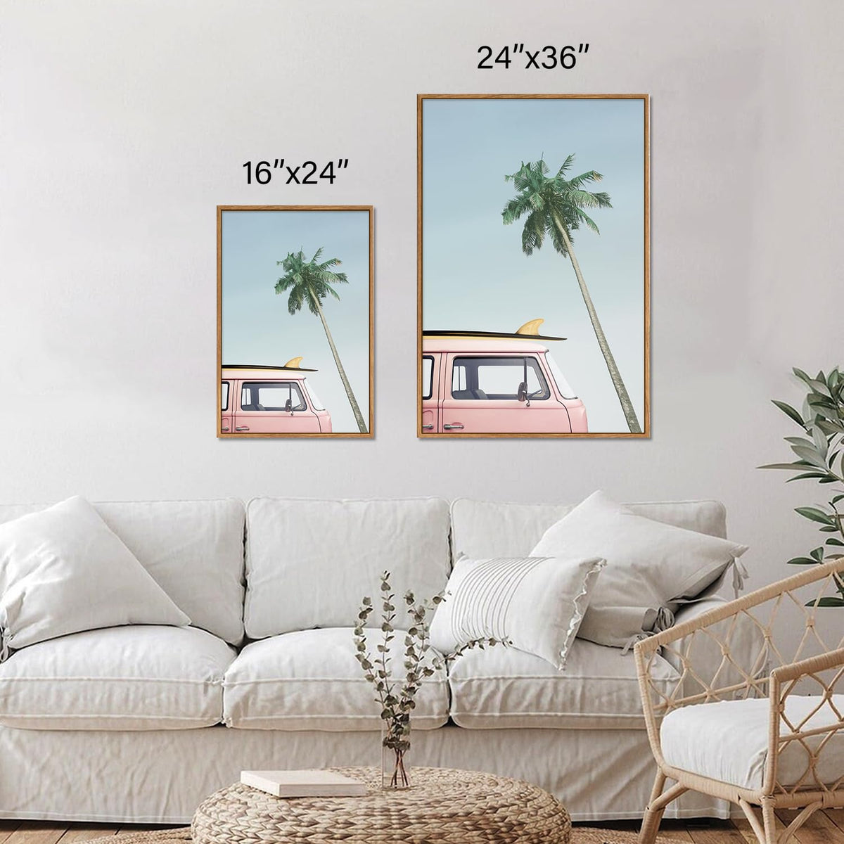 Large Ocean Beach Framed Canvas Wall Art (Ocean Beach / 36"L x 24"W)