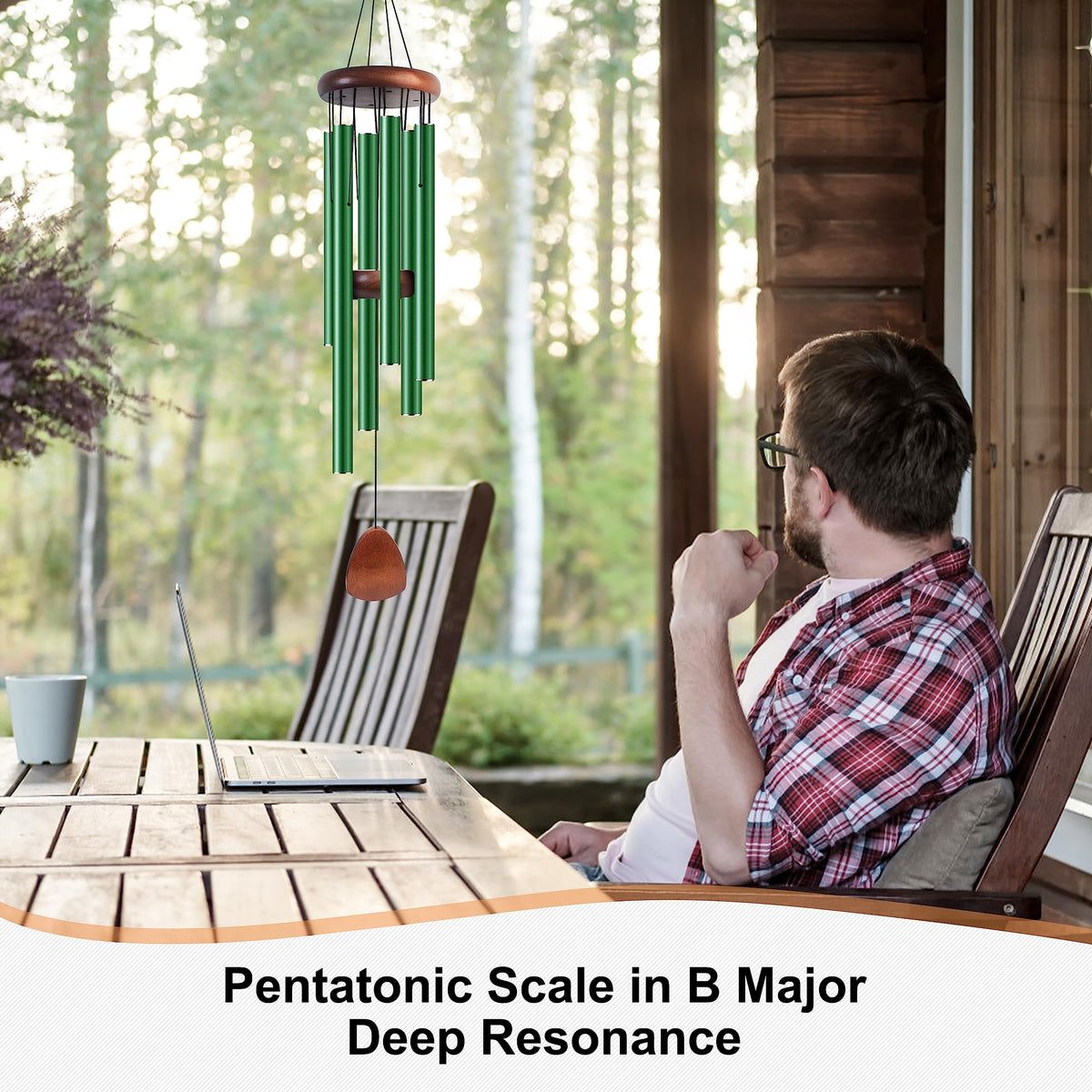 37" Aluminum Wind Chimes for Outside (Green / Classic 37")