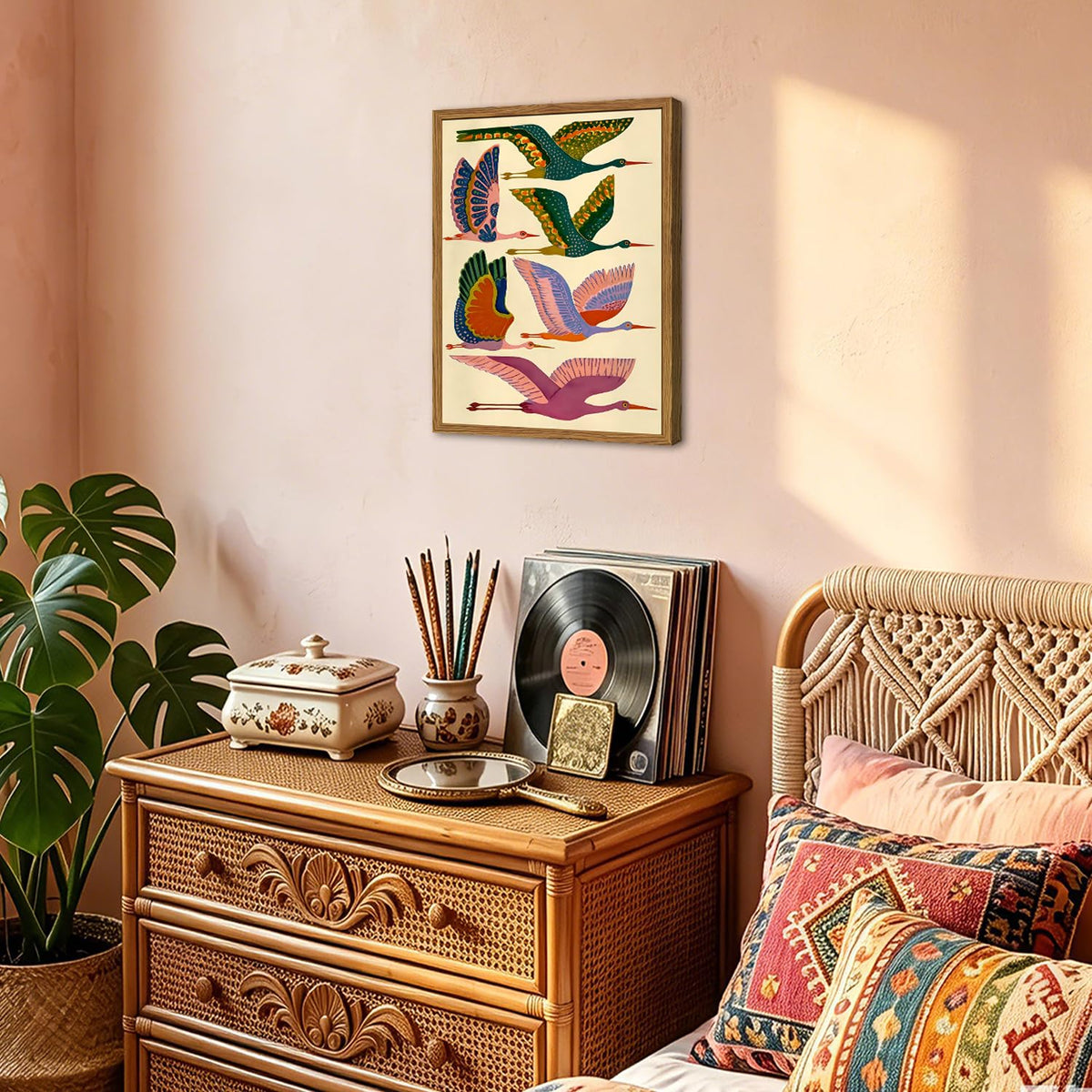 Framed Colorful Bird Wall Art (Colorful Bird / 24"L x 16"W)