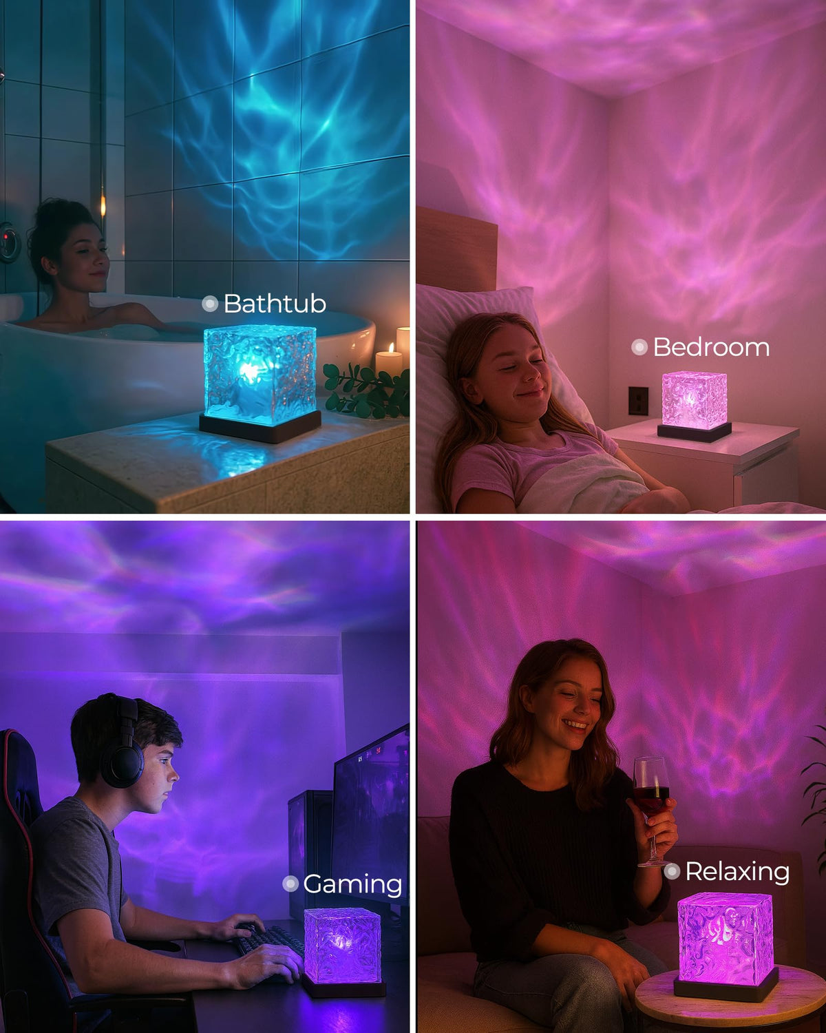 Rechargeable Shower Mood Lamp Cube (Black / 1 PACK)