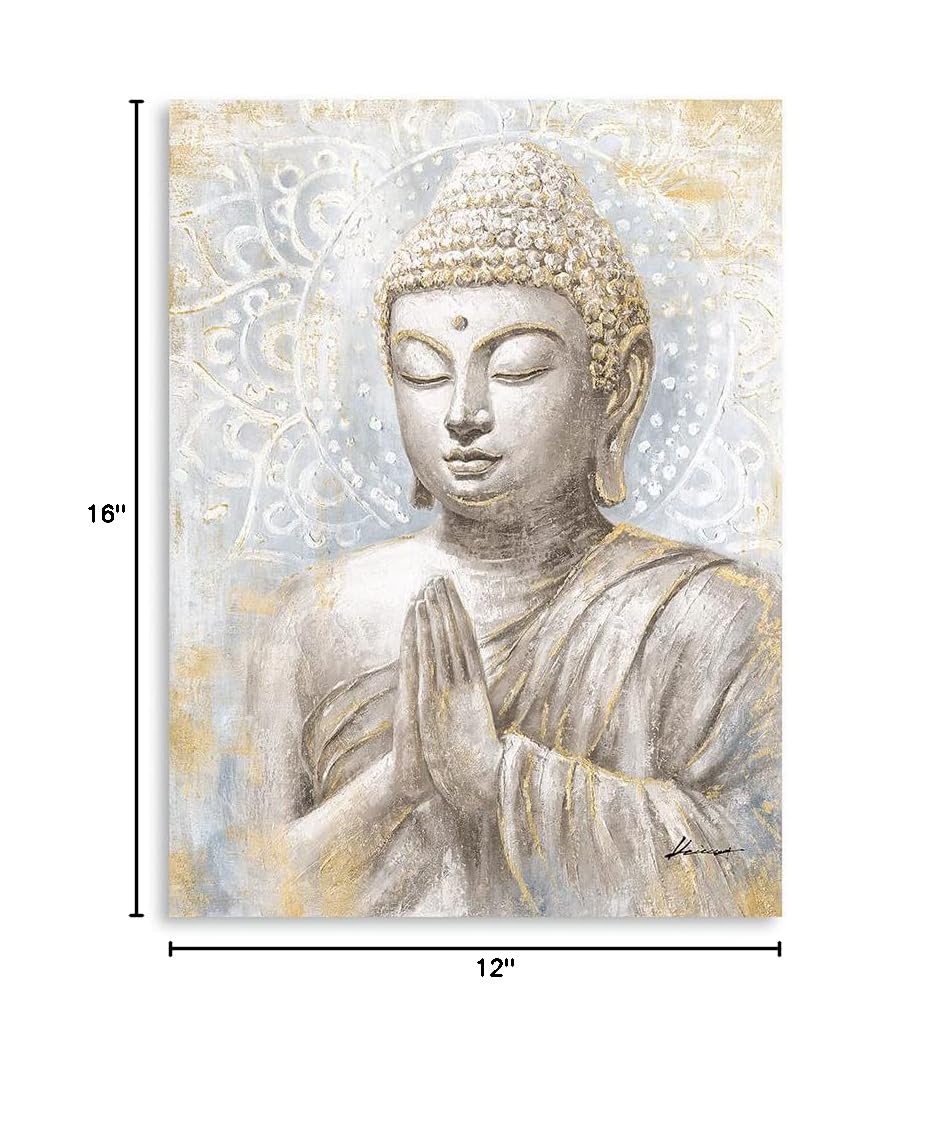 Gold Buddha Wall Art Decor (16"L x 12"W / Smiling Golden Buddha)