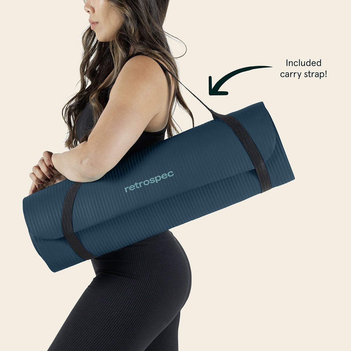 Solana 1" Extra Thick Yoga Mat Non Slip Exercise Mat w (Ocean Blue / 1 inch)
