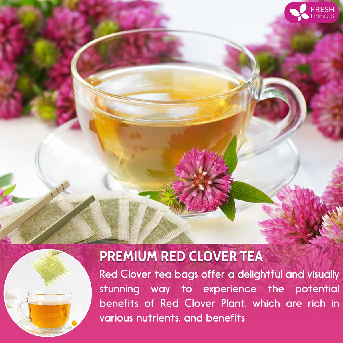 Premium Red Clover Herbal Tea (35 Tea Bags)