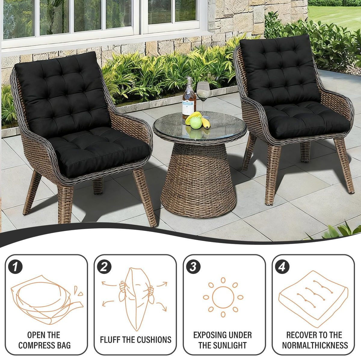 22 Inch Square Floor Cushions (Square|black / 2 Count (Pack of 1))