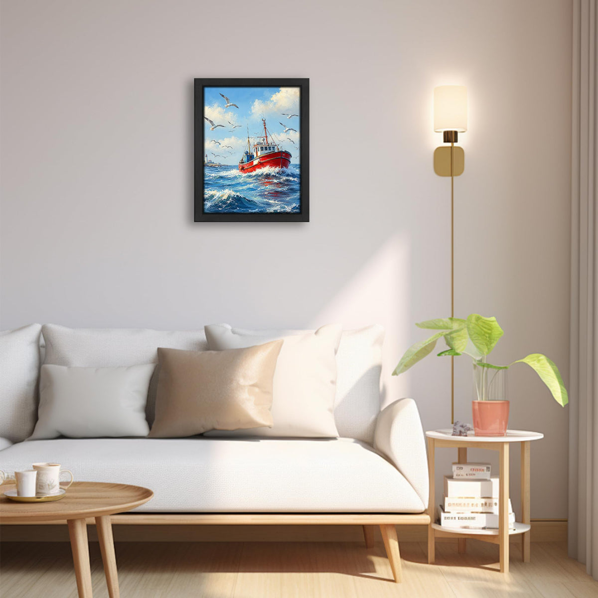 Ocean Boat Decor Wall Art (Wall Art Framed 07 / 16"L x 12"W)