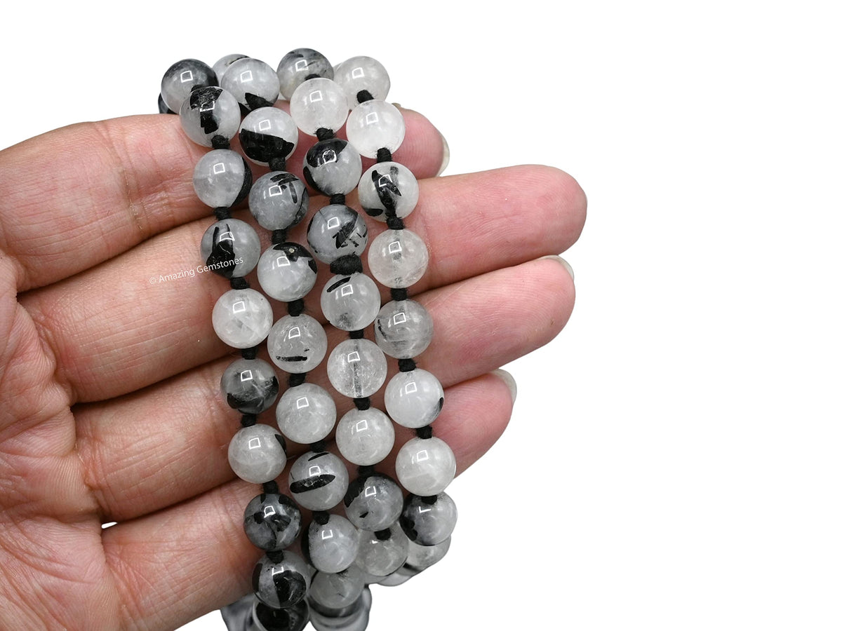 Black Rutilated Quartz Mala Knotted (Black Rutilated Quartz / Knotted)
