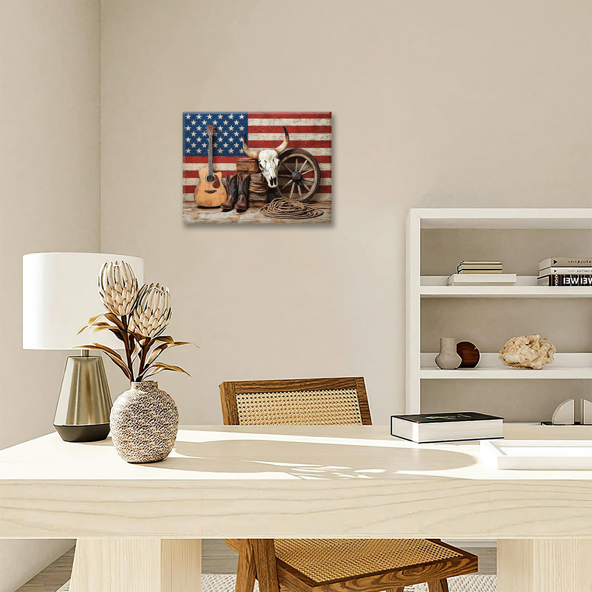 Western Wall Art (Western And Flag / 20"L x 16"W)