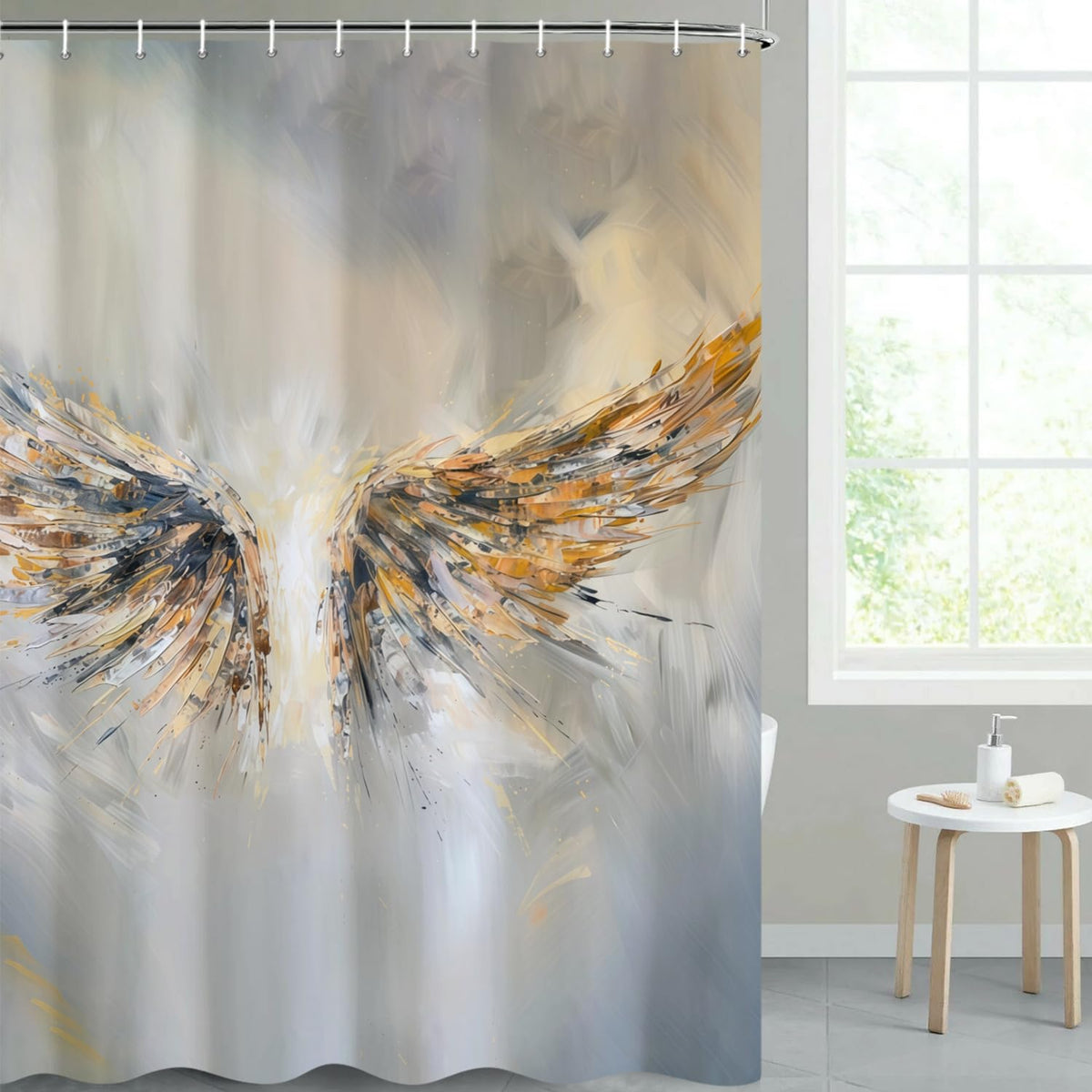 Abstract Wings Shower Curtain with Hooks (Wings)