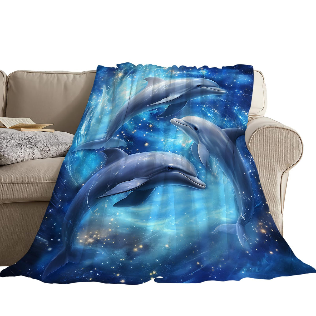 Ocean Galaxy Dolphin Throw Blanket (50"x60" / Dolphin)