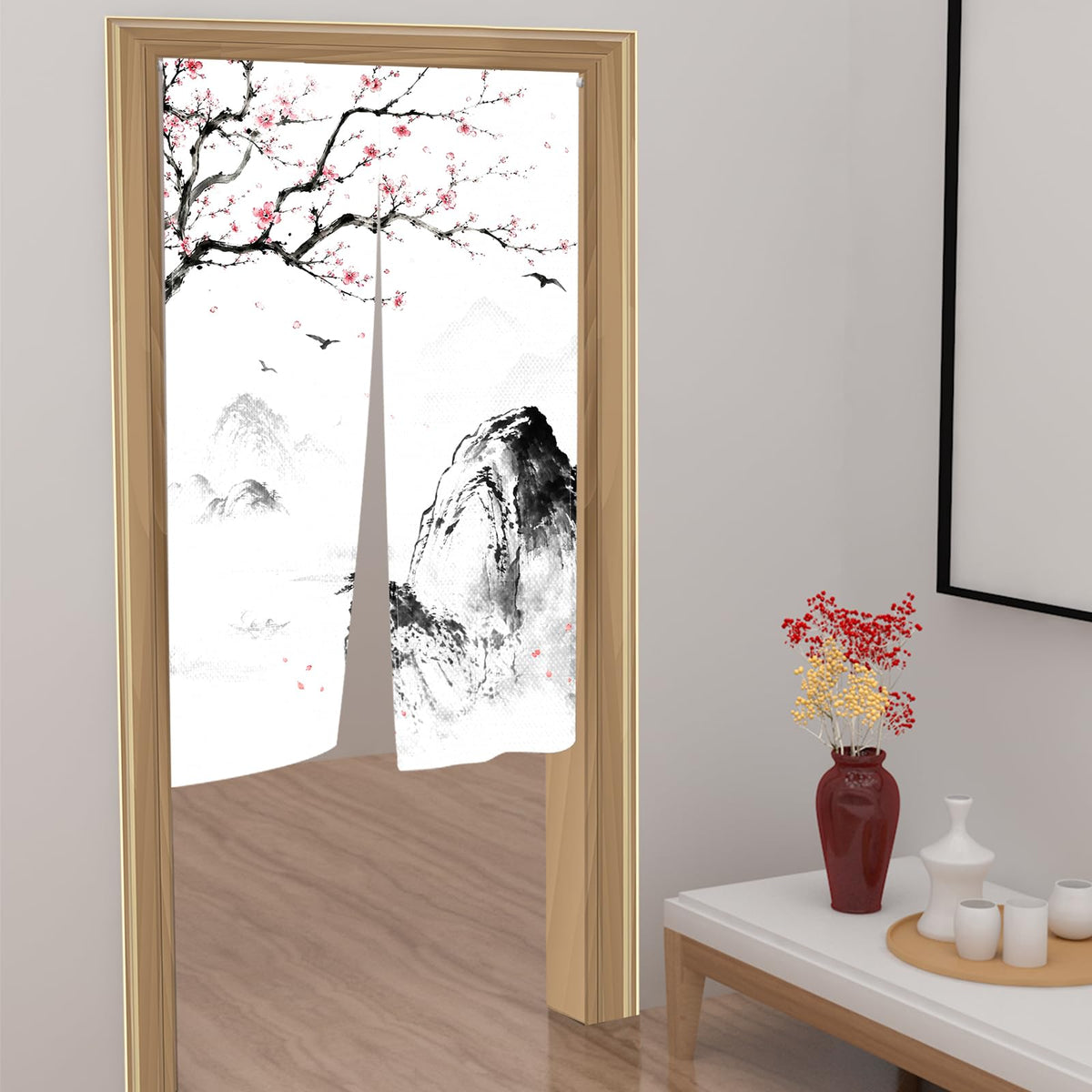 Japanese Noren Doorway Curtain (Black02 / 33.5"W x 59"L (Pack of 1))