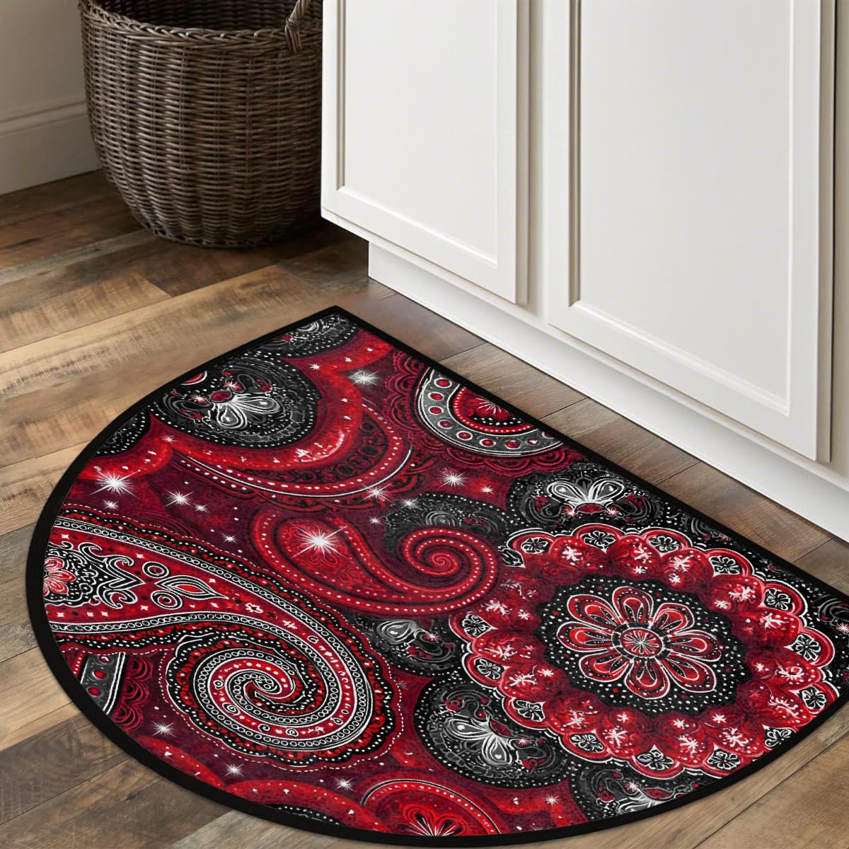 Paisley Half Round Rug Half Moon Door Mat Half Circle Rugs (B:d-color 12)