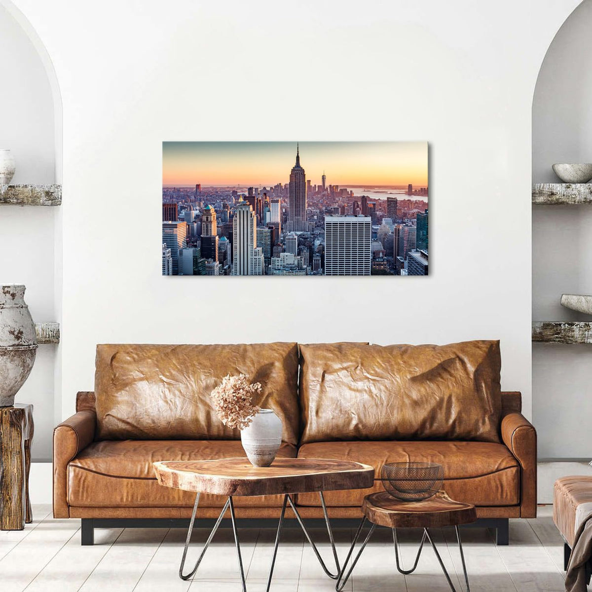 New York City Skyline Wall Art Living Room Modern Building Picture 20x40 (40"L x 20"W / New York)