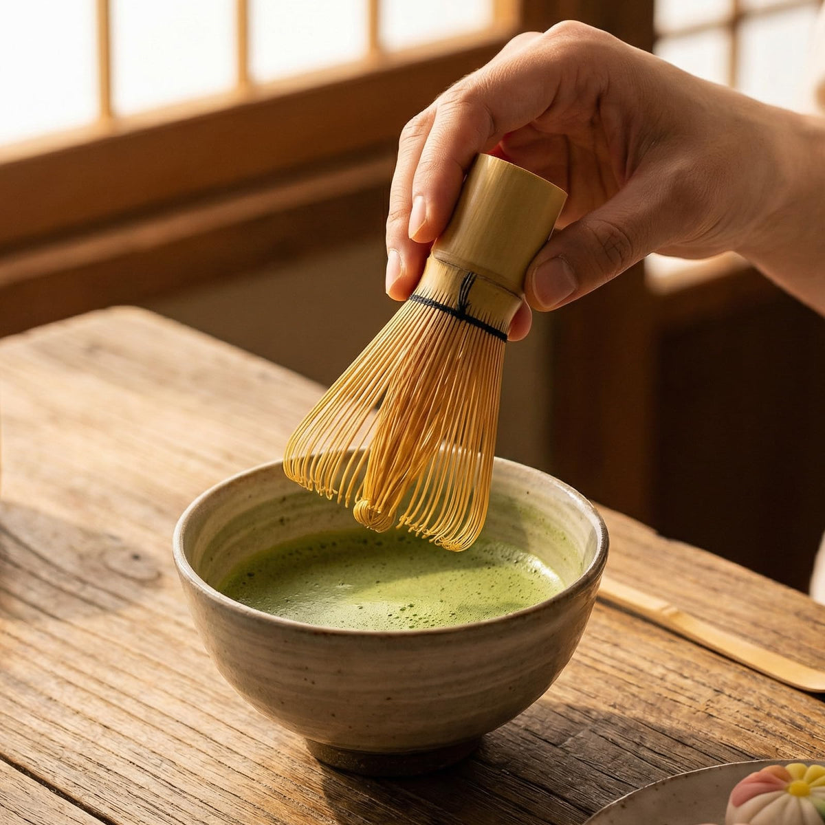 Matcha Whisk Handcrafted Bamboo Whisk for Matcha Powder (Yellow)