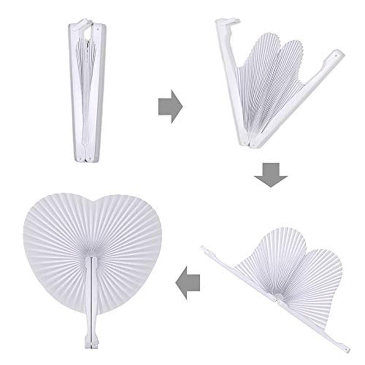 24 Pieces Multicolor Heart Paper Fans (6 Mix Colors / 24 PCS)