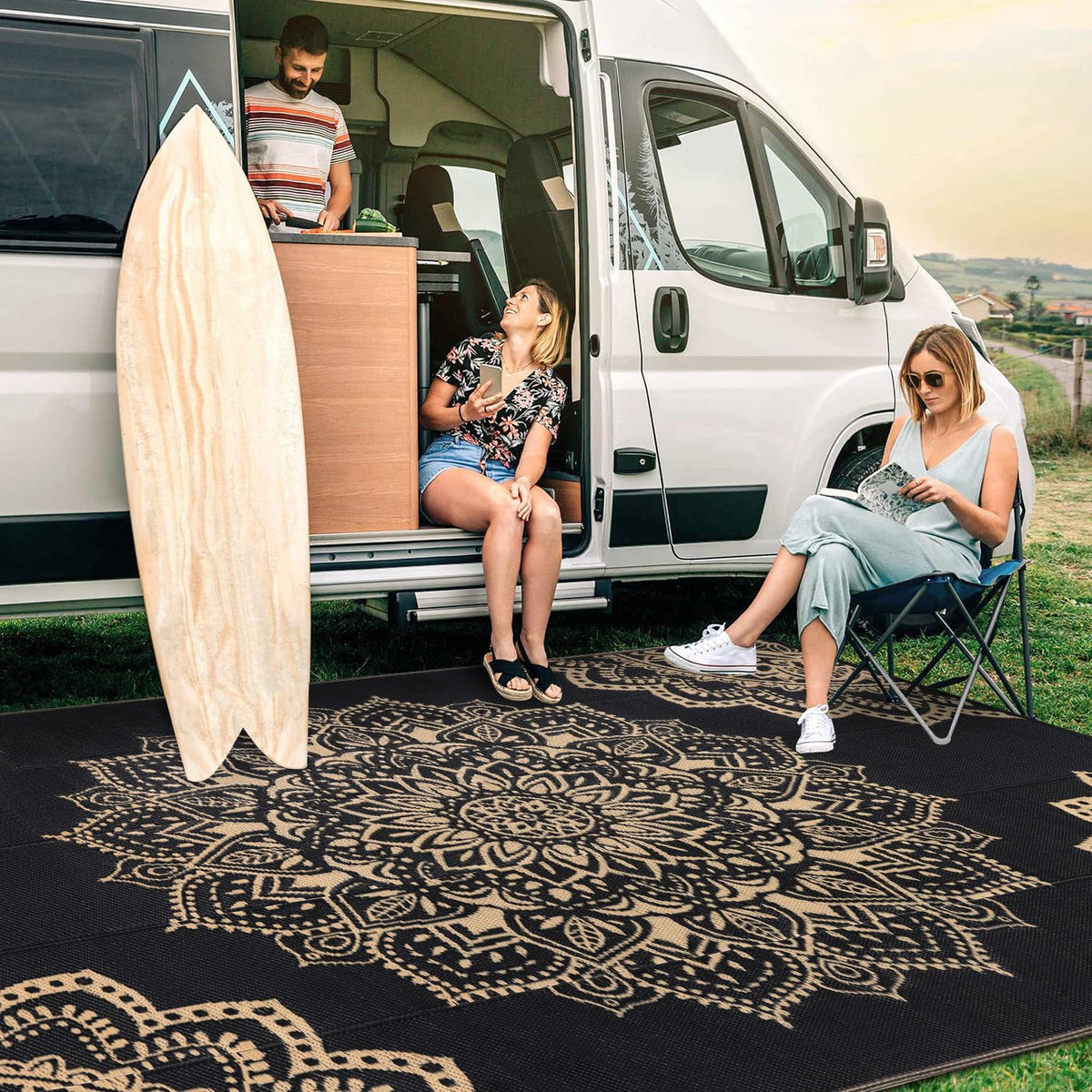 Outdoor Rug 9' x 12' (9' x 12' / Black Brown)