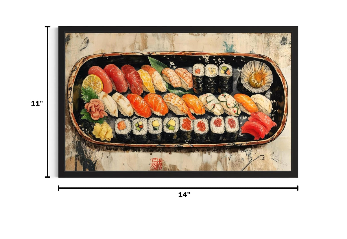 Sushi Platter Unframed Wall Art Print Poster (Sushi Platter / 14"L x 11"W)