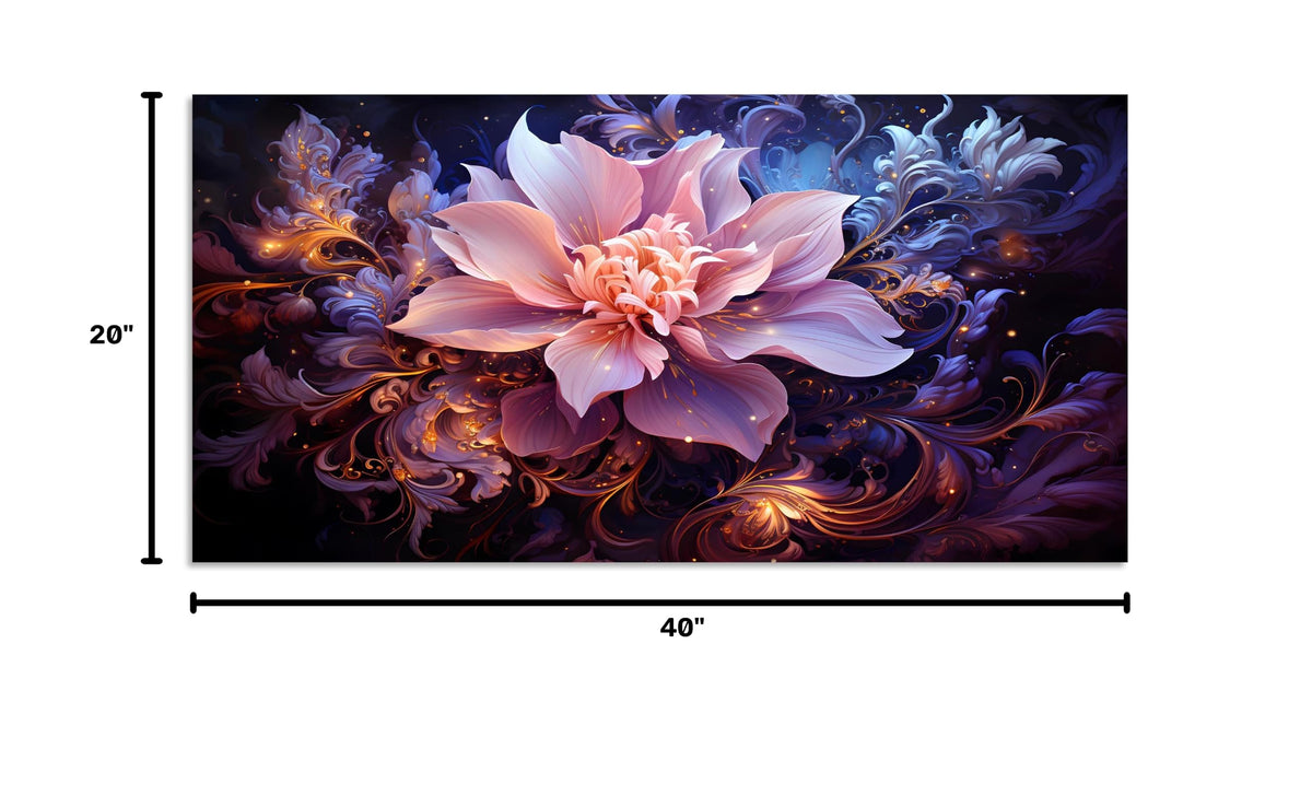 1 Panel Purple Flower Pictures Purple Paintings Abstract Flower Pictures Wall Decor Abstract Flowers Print on Canvas Plum Color Wall Art for Home Decor Stretched and Framed 20x40 inch (40"L x 20"W / Purple Flower 7)