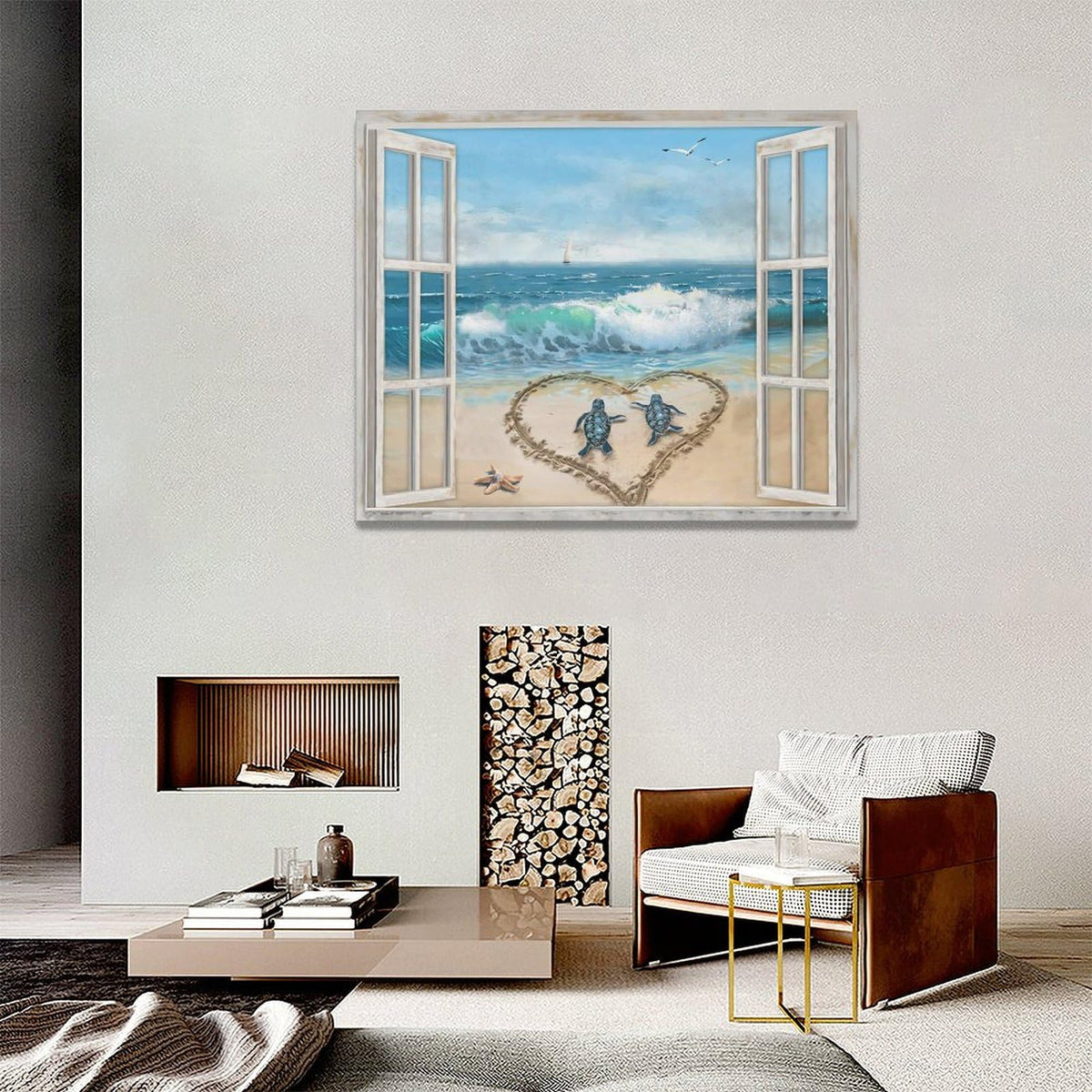 Beach Bathroom Decor Wall Art Ocean Wave Seascape Canvas Painting Prints Coastal Sea Turtle Pictures Wall Decor Modern Artwork Home Decoration for Bathroom Bedroom Living Room 20"x16" (Ocean Sea Turtle / 20"L x 16"W)