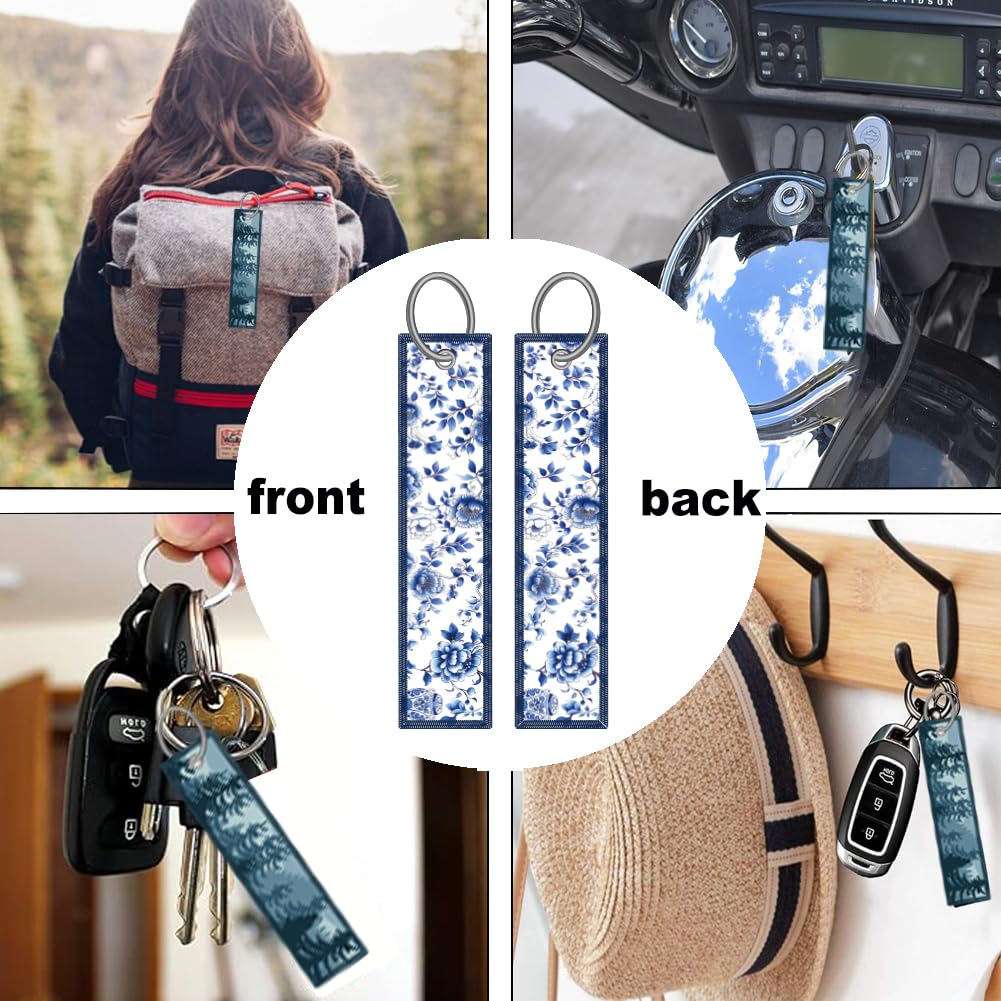 Blue White Porcelain Floral License Plate Frame Women 2Pc Car Tag (for Floral-Blue / 2 pack)