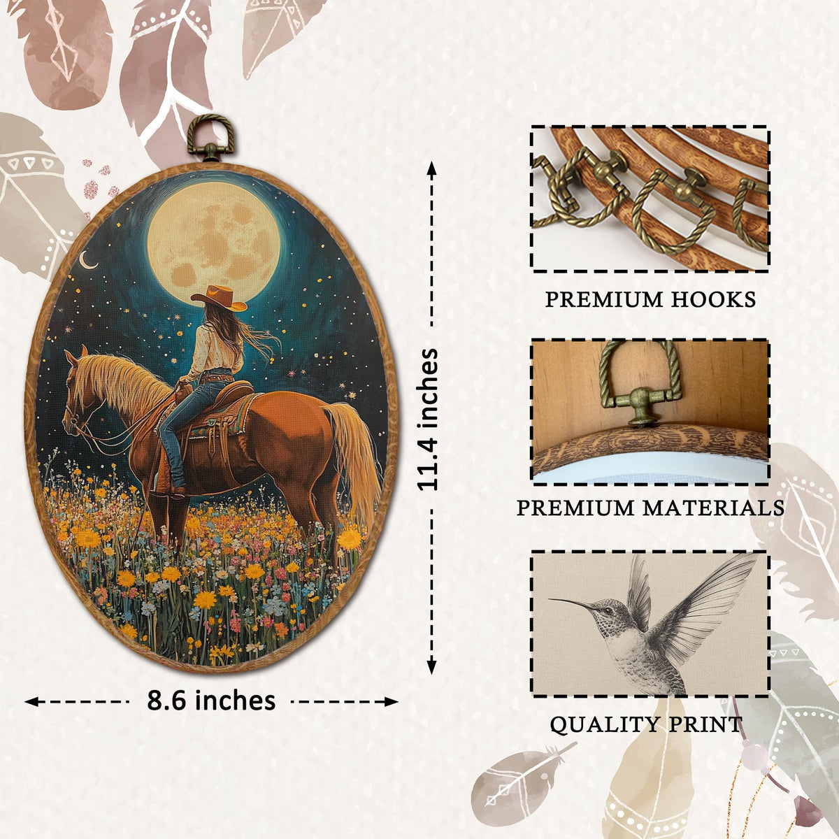 Cowgirl Riding Horse Oval Wall Art (37Child)
