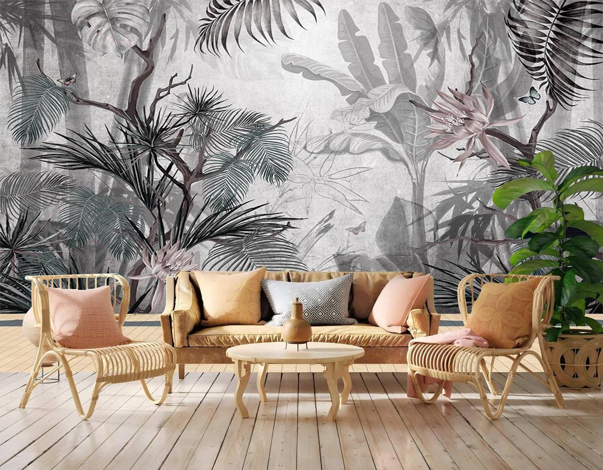 Peel and Stick Wall Mural Wallpaper Leaves 114"×82" Decor G23 (G23 / 114" x 82")