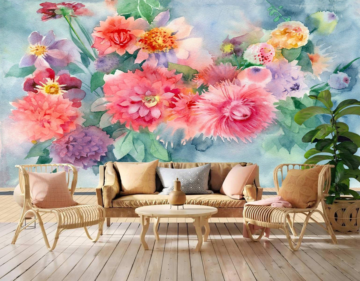 Peel and Stick Wall Mural Wallpaper Floral 114"x82" Decor G18 (G18 / 114" x 82")