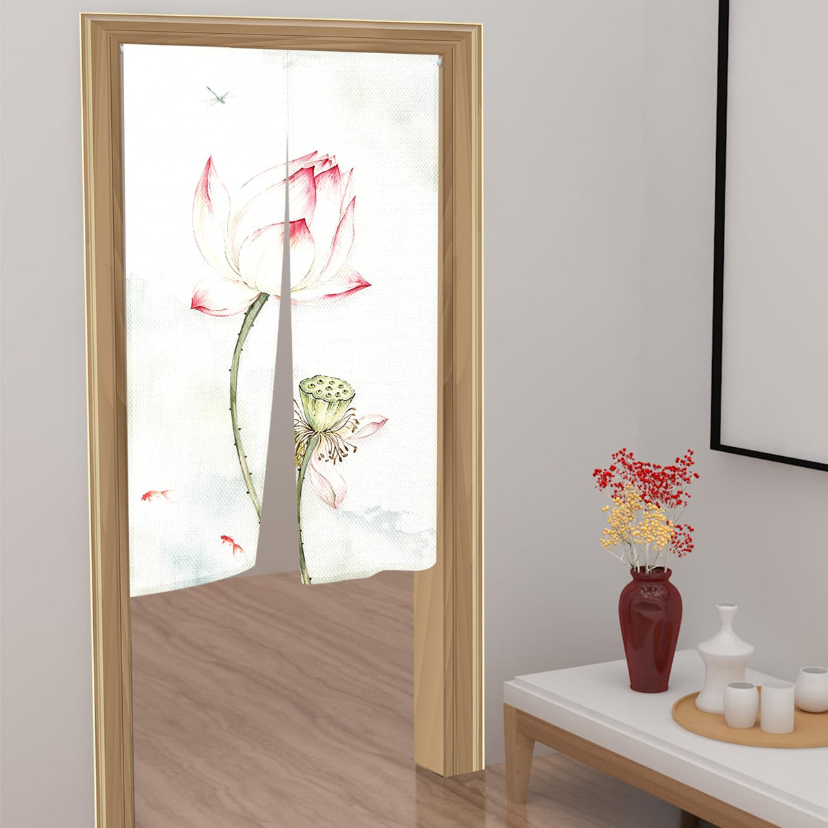 Japanese Noren Doorway Curtain (White / 33.5"W x 59"L (Pack of 1))