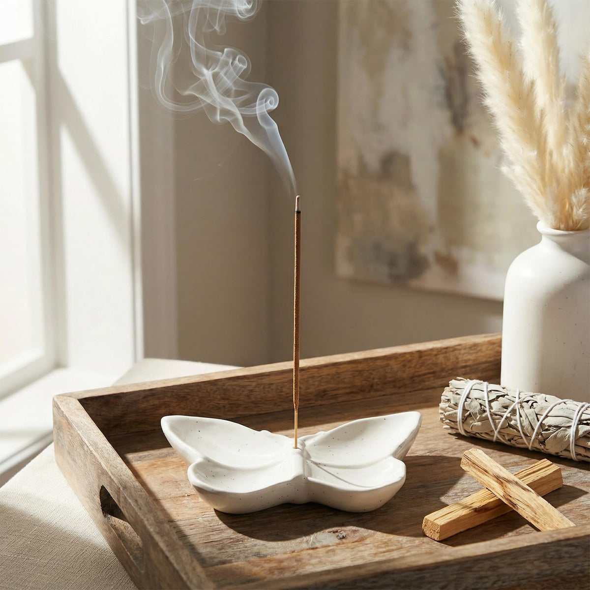 Butterfly Incense Holder for Sticks (Black White / One Size)